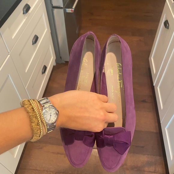 Ferragamo Purple Suede Smoking Slippers - Picture 6 of 7